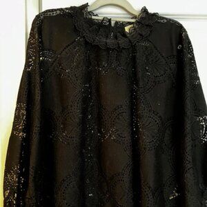 Sezane, Bianca Shirt, Black Guipure Lace, Size 14